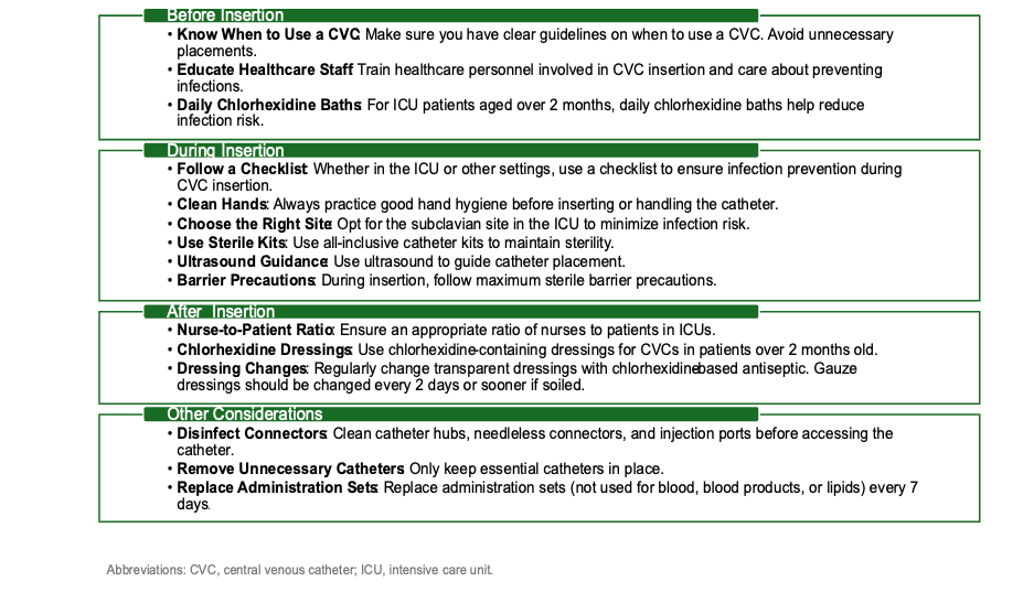 Figure 1: Examples of CLABSI Prevention Strategies15,18    (Credit: Author)