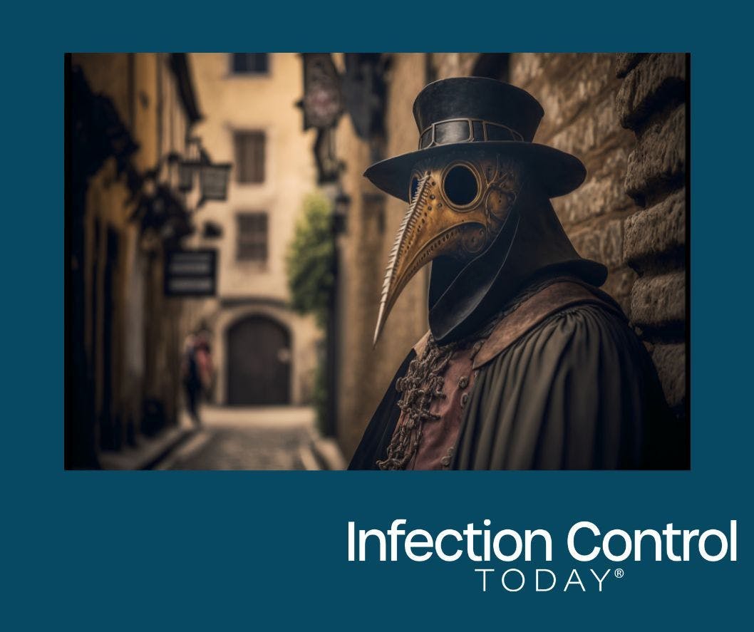 Plague Doctor who treated bubonic plague. AI generated.  (Adobe Stock 559266031 by Worldillustrator)