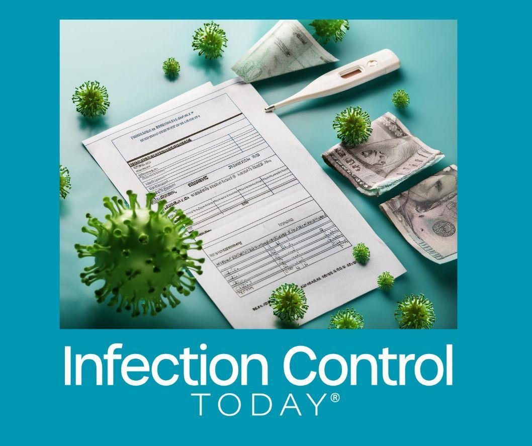 Medical billing with infections around in the air.  (Adobe Stock by AI)